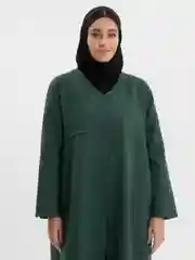 Зеленый туника удлиненная женская, льняная