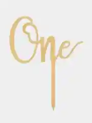 Золотой топпер на торт "One", на годик, акрил