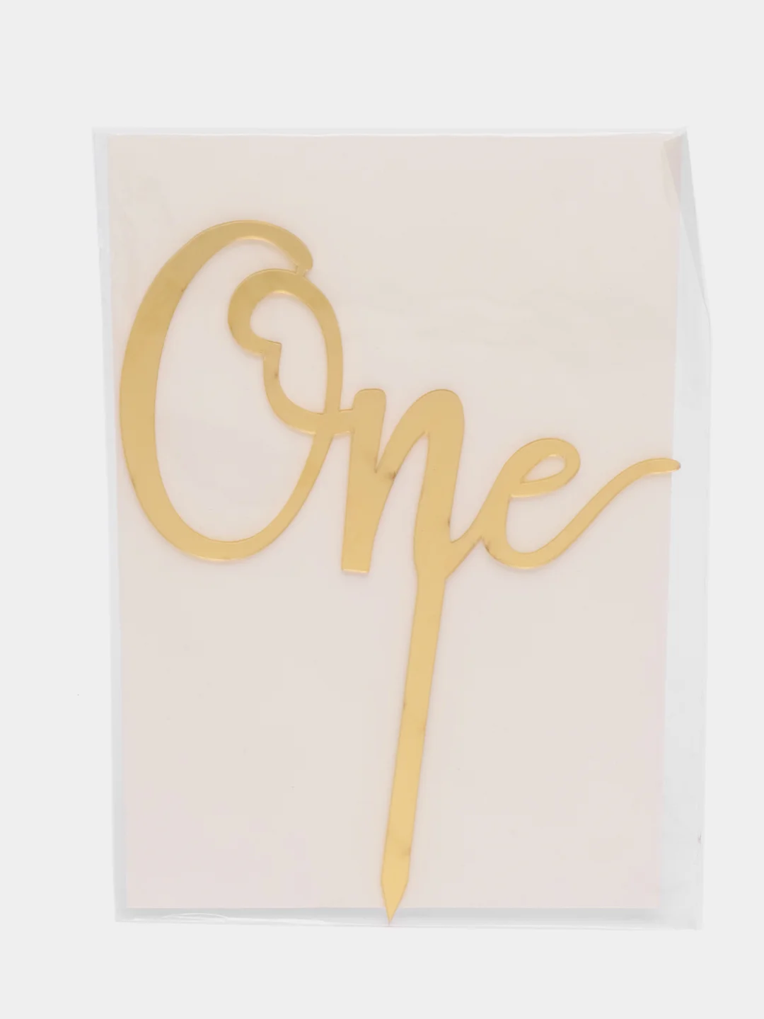Золотой топпер на торт "One", на годик, акрил