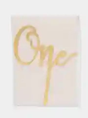 Золотой топпер на торт "One", на годик, акрил