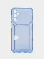 Голубой чехол с карманом для карт для Samsung Galaxy A24, прозрачный, Самсунг Галакси А24