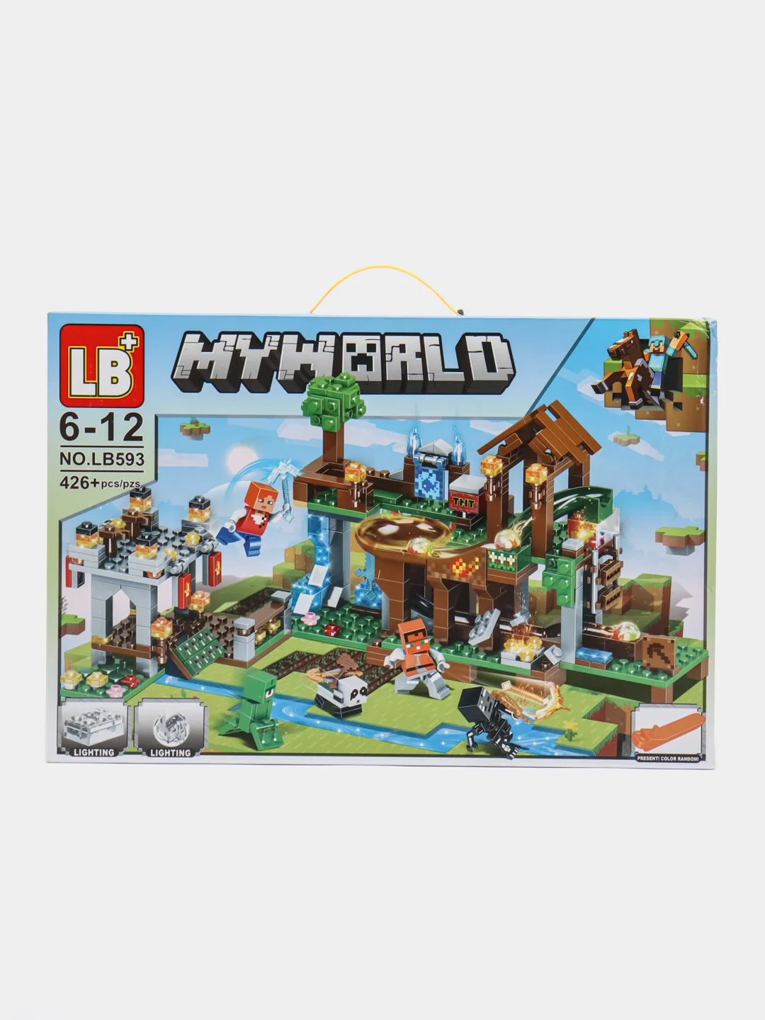 Голубой конструктор MY WORLD с LED подсветкой Майнкрафт (Minecraft), на 451 и 426 деталей