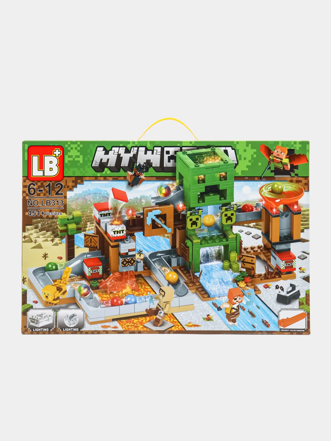 Голубой конструктор MY WORLD с LED подсветкой Майнкрафт (Minecraft), на 451 и 426 деталей