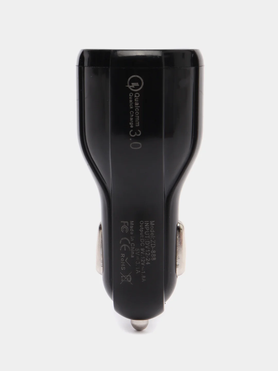 Черный автомобильное зарядное устройство, в прикуриватель, 2 USB, 3,1 А