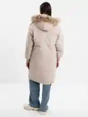 Бежевый куртка, пуховик женский, зимний, с натуральным мехом