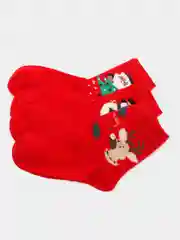 Бордовый носки женские новогодние, в подарочной коробке, по 3 пары