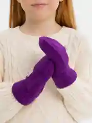 Фиолетовый варежки детские, двойные, шерсть, 14 р, 5-6 лет