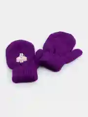 Фиолетовый варежки детские, двойные, шерсть, 14 р, 5-6 лет