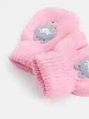 Розовый варежки детские, двойные, шерсть, 14 р, 5-6 лет