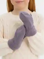 Пурпурный варежки детские, двойные, шерсть, 14 р, 5-6 лет