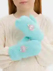 Мятный варежки детские, двойные, шерсть, 14 р, 5-6 лет