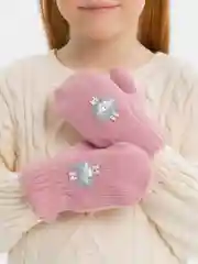 Коралловый меланж варежки детские, двойные, шерсть, 14 р, 5-6 лет