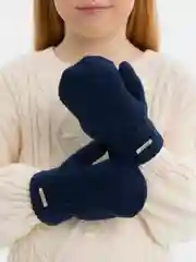Индиго варежки детские, двойные, шерсть, 14 р, 5-6 лет