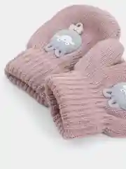 Светло-коричневый варежки детские, двойные, шерсть, 14 р, 5-6 лет