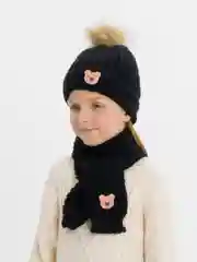 Черный шапка детская, шарф детский