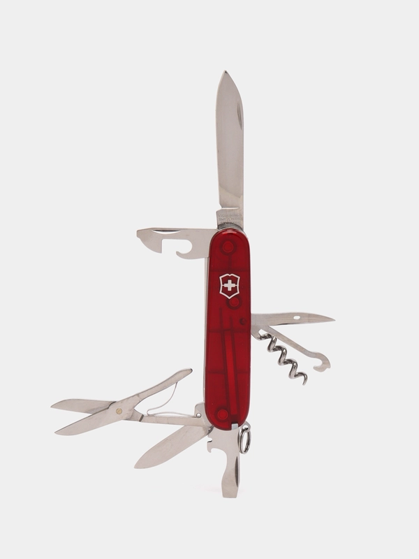 Складной нож Victorinox Huntsman, 15 функций, 91 мм, красный, полупрозрачный