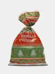 Разноцветный пакет новогодний фольгированный подарочный, 25*40 см, с ленточками 30 см/Пакет без ручки