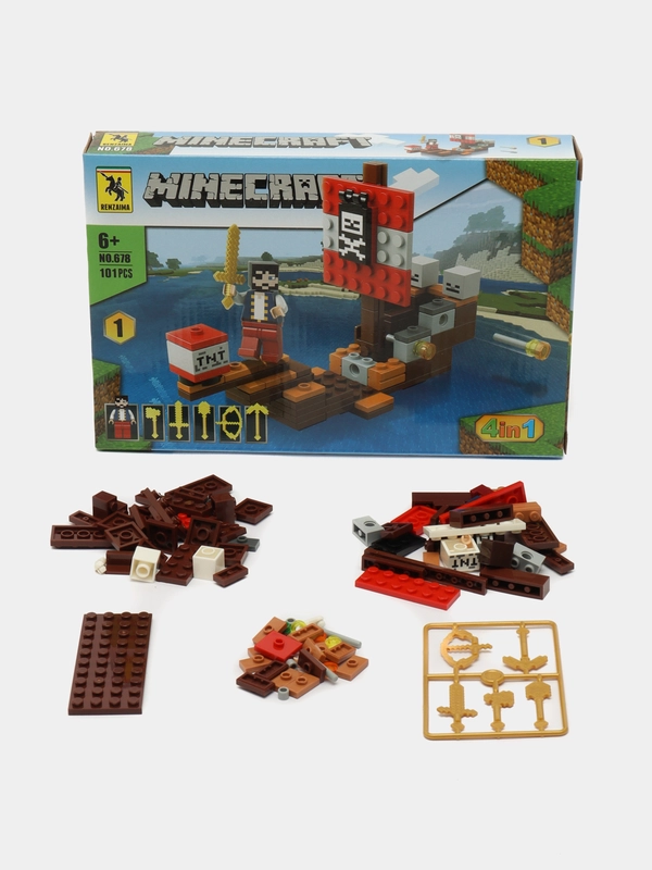 Конструктор блочный Майнкрафт, Minecraft, 101 деталь, желтый, для мальчика на подарок