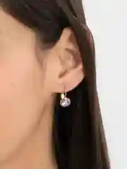 Лавандовый серьги с круглым камнем