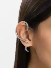Серебряный серьга-каффа "Змея" на Новый год