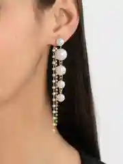 Золотой серьги на Новый год, гвоздики с жемчугом