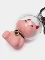 Розовый брелок для рюкзака и ключей "Бульдог Космонавт"