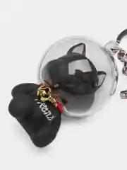 Черный брелок для рюкзака и ключей "Бульдог Космонавт"
