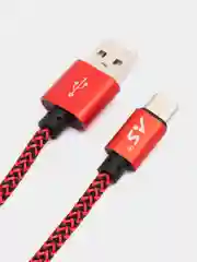 Красный кабель Android USB - Type-C / USB - Micro USB, 1 метр, тканевая оплетка, быстрая зарядка