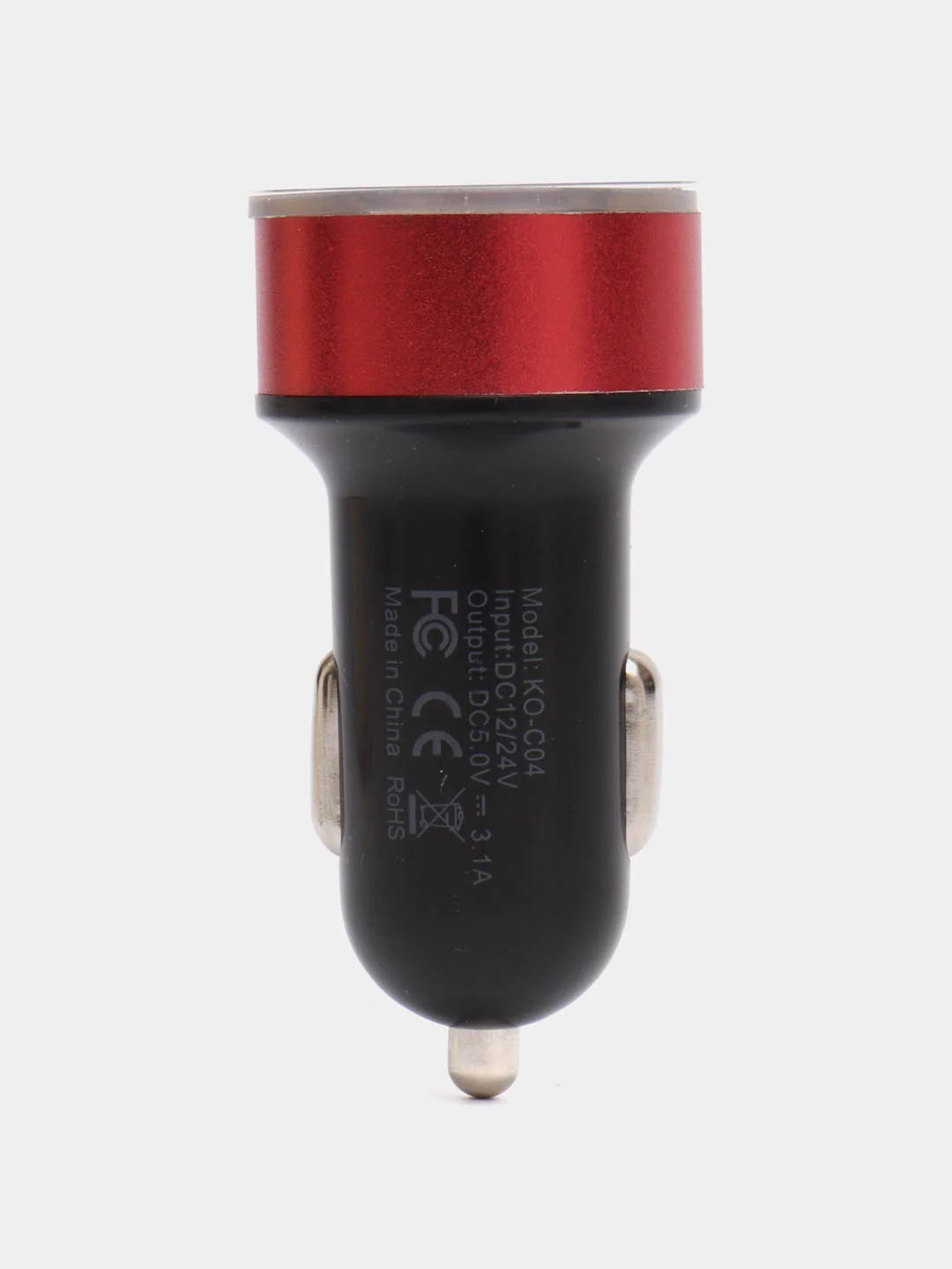 Красный автомобильное зарядное устройство 2*USB 2,0; 3,1 А