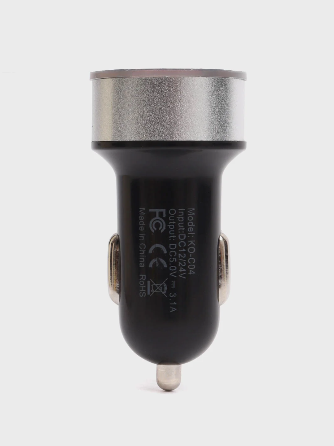 Серебряный автомобильное зарядное устройство 2*USB 2,0; 3,1 А