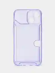 Голубой чехол iPhone 15/14/13/12/11/Pro/Max/Mini/Plus/X/Xr/XS/7/8+ с карманом для карт, прозрачный