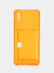Оранжевый чехол с карманом для карт для Xiaomi Redmi 9A, прозрачный, Сяоми Редми 9А