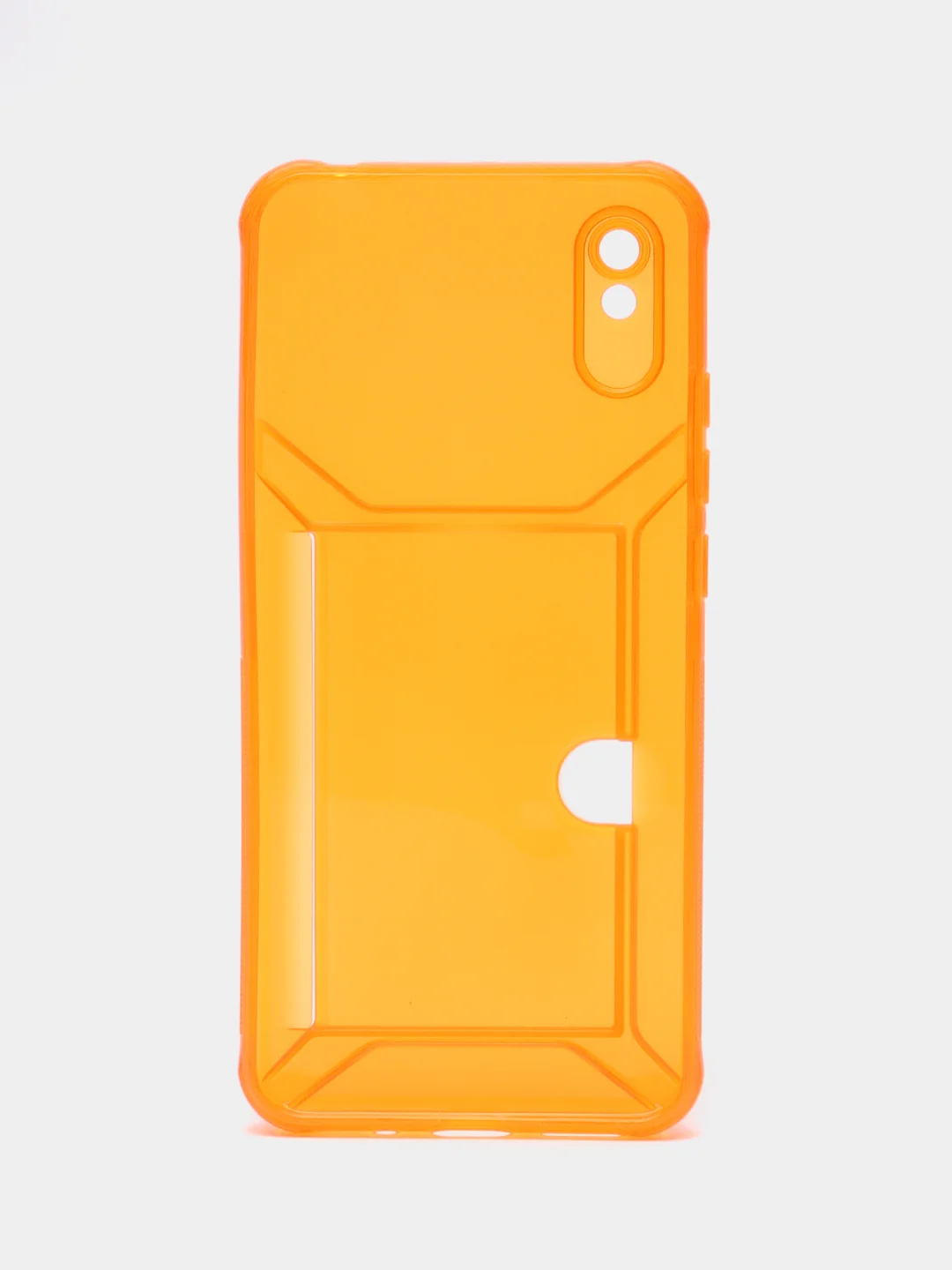 Оранжевый чехол с карманом для карт для Xiaomi Redmi 9A, прозрачный, Сяоми Редми 9А