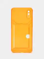Оранжевый чехол с карманом для карт для Xiaomi Redmi 9A, прозрачный, Сяоми Редми 9А