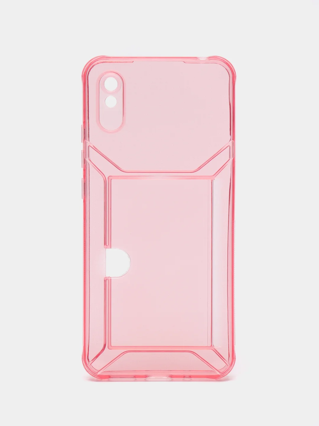 Розовый чехол с карманом для карт для Xiaomi Redmi 9A, прозрачный, Сяоми Редми 9А