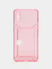 Розовый чехол с карманом для карт для Xiaomi Redmi 9A, прозрачный, Сяоми Редми 9А