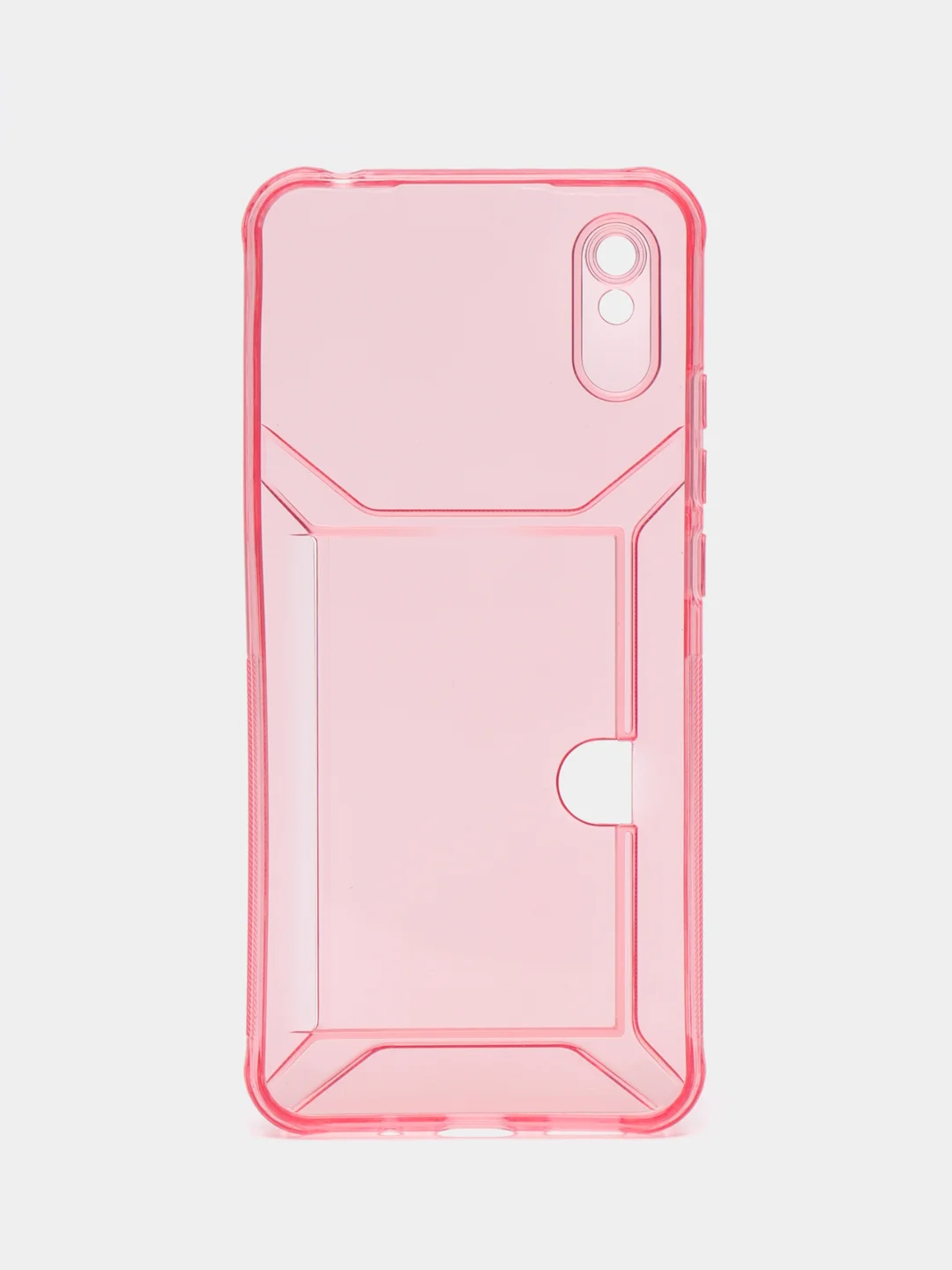 Розовый чехол с карманом для карт для Xiaomi Redmi 9A, прозрачный, Сяоми Редми 9А