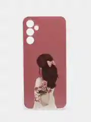 Тёмно-бордовый чехол для Samsung Galaxy A14 / Самсунг Галакси А14, силиконовый, с рисунком