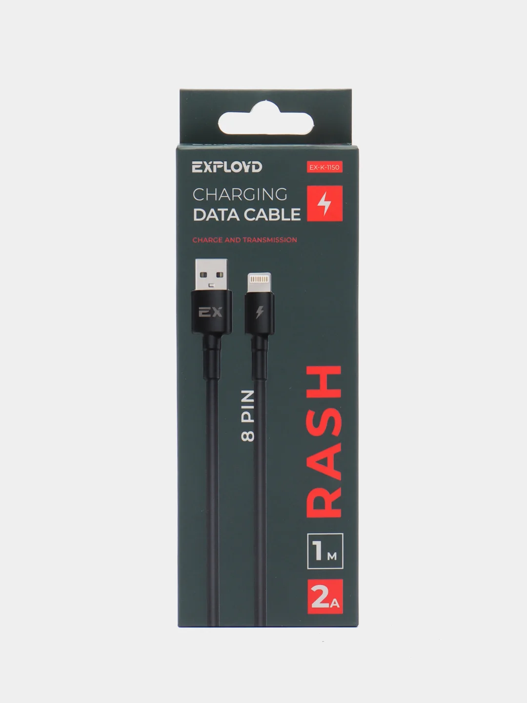 Кабель Exployd Lightning - USB, 2 А, 1 м, черный