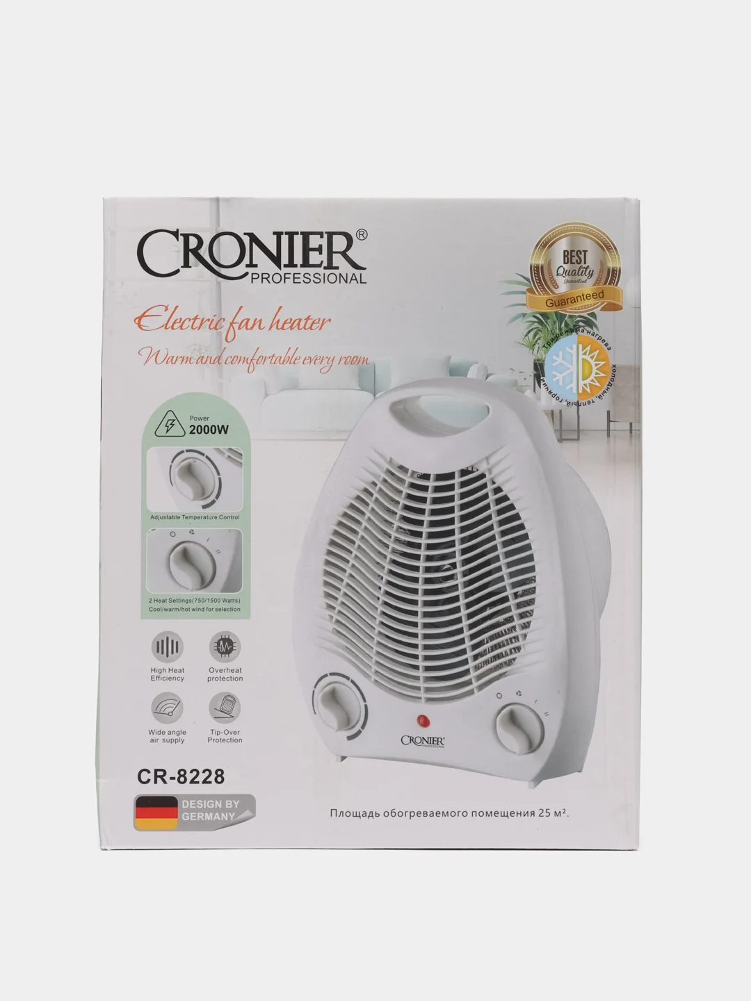 Тепловентилятор 2 в 1, обогреватель, печка вентилятор CRONIER, 2000 Вт