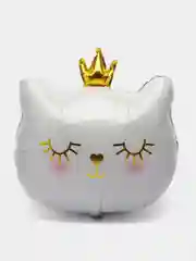 Белый воздушный шар "Котенок принцесса", розовый / черный / белый
