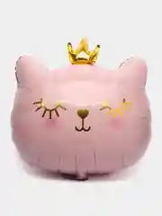 Белый воздушный шар "Котенок принцесса", розовый / черный / белый