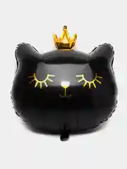 Черный воздушный шар "Котенок принцесса", розовый / черный / белый