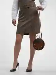 Коричневый женская круглая сумка, через плечо