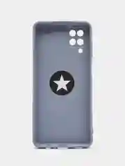 Тёмно-серый чехол Samsung Galaxy A12 / M12, Самсунг Галакси А12 / М12 силиконовый с кольцом-держателем