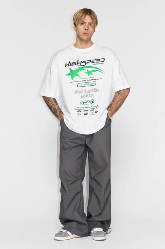 Белый футболка Befree oversize хлопковая с принтом