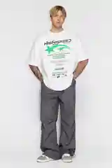 Белый футболка Befree oversize хлопковая с принтом