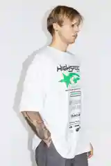Белый футболка Befree oversize хлопковая с принтом