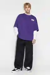 Фиолетовый футболка Befree oversize хлопковая с принтом