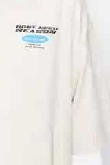 Бежевый футболка Befree oversize хлопковая с принтом